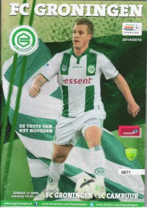 scan matchday programme (programmaboekje) 12.04.2015 | Groningen — SC Cambuur (NL Eredivisie 2014/15) Martijn van der Laan on cover.
