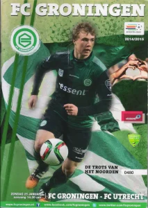 scan matchday programme (programmaboekje) 25.01.2015 | Groningen — FC Utrecht (NL Eredivisie 2014/15) Simon Tibbling on cover.