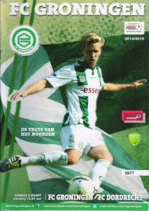 scan matchday programme (programmaboekje) 08.03.2015 | Groningen — Dordrecht (NL Eredivisie 2014/15) Rasmus Lindgren on cover.