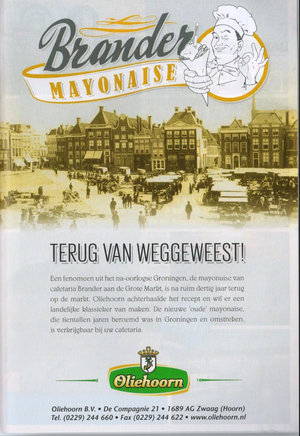 yellow-and-white "Brander Mayonaise" advertisement block from page 19 FC Groningen matchday programme 2015