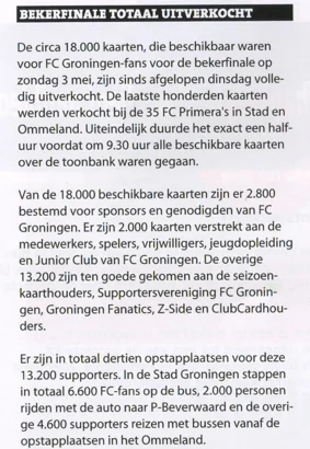  news block "Bekerfinale totaal uitverkocht" from Groningen Feyenoord 2015 matchday programme
