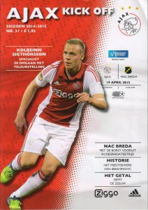 scan matchday programme (programmaboekje) 19.04.2015 | Ajax — NAC Breda (NL Eredivisie 2014/15) Kolbeinn Sigthorsson on cover. Kolbeinn SigГѕГіrsson