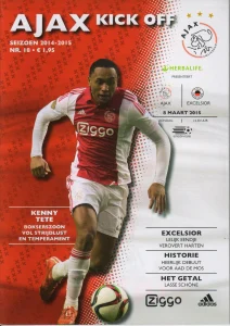 scan matchday programme (programmaboekje) 08.03.2015 | Ajax — Excelsior (NL Eredivisie 2014/15) Kenny Tete on cover.