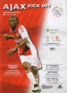 scan matchday programme (programmaboekje) 15.02.2015 | Ajax — FC Twente (NL Eredivisie 2014/15) Thulani Serero on cover.