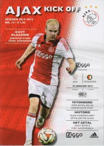 scan matchday programme (programmaboekje) 25.01.2015 | Ajax — Feyenoord (NL Eredivisie 2014/15) Davy Klaassen on cover.