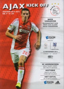 scan matchday programme (programmaboekje) 22.11.2014 | Ajax — Heerenveen (NL Eredivisie 2014/15) Nick Viergever on cover.