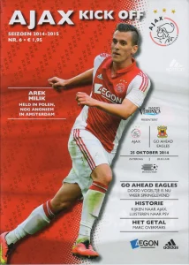 scan matchday programme (programmaboekje) 25.10.2014 | Ajax — Go Ahead Eagles (NL Eredivisie 2014/15) Arek Milik on cover. Arkadiusz Milik