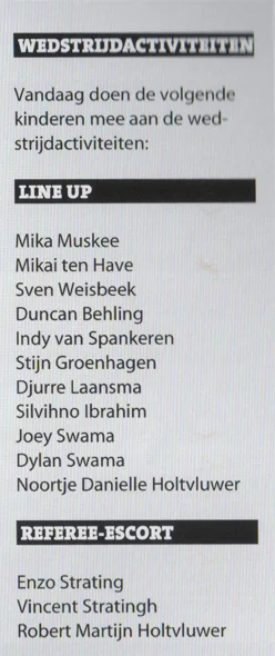 wedstrijdactiviteiten from Groningen Twente 2015 matchday programme.