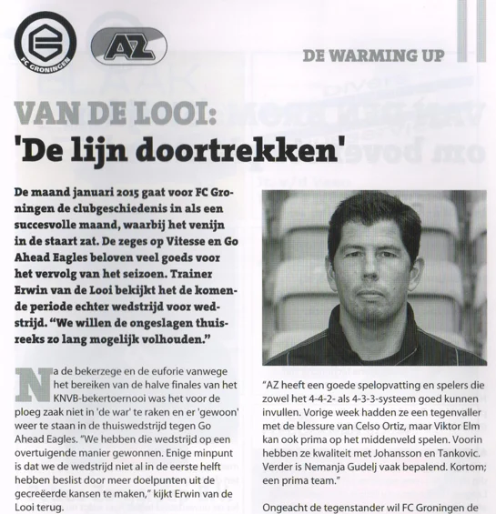 Erwin van de Looi from Groningen AZ 2015 programme