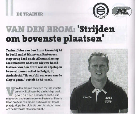 Johan van den Brom from Groningen AZ 2015 programmaboekje