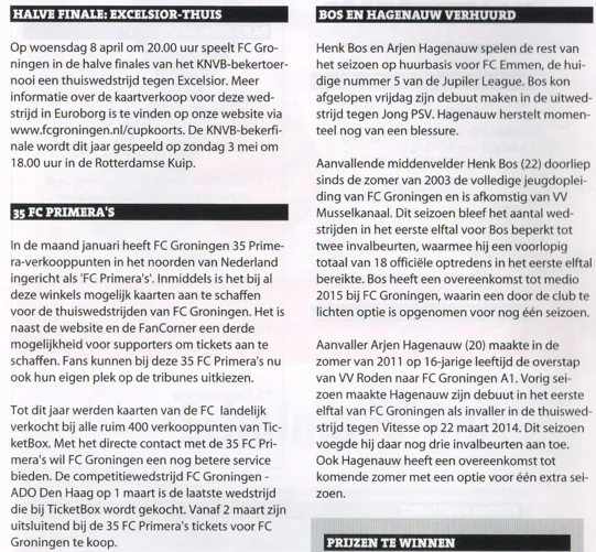 News from Groningen AZ 2015 programmaboekje
