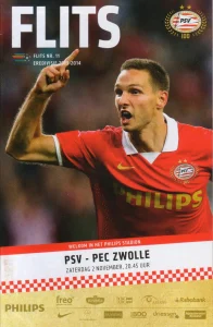 scan matchday programme (programmaboekje) 02.11.2013 | PSV Eindhoven — PEC Zwolle (NL Eredivisie 2013/14) cover Tim Matavž