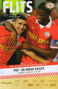scan matchday programme (programmaboekje) 17.08.2013 | PSV Eindhoven — Go Ahead Eagles (NL Eredivisie 2013/14) Cover Zakaria Bakkali and Georginio Wijnaldum