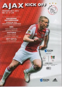 scan matchday programme (programmaboekje) 03.05.2014 | Ajax — N.E.C. (NL Eredivisie 2013/14) Cover Kolbeinn Sigthorsson