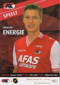 scan matchday programme (programmaboekje) 18.01.2014 | AZ Alkmaar — NAC Breda (NL Eredivisie 2013/14) Cover Viktor Elm