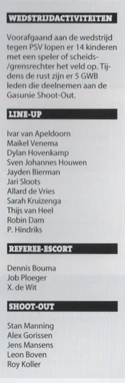 WEDSTRIJDACTIVITEITEN Groningen PSV 23 November 2014