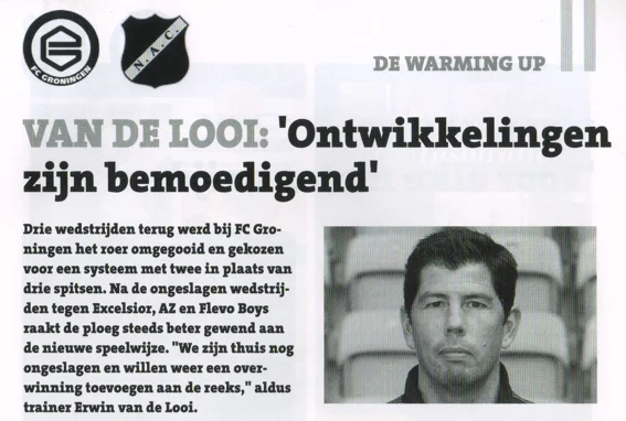 'Ontwikkelingen zijn bemoedigend' and the portrait photo of Erwin van de Looi