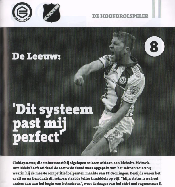 large action photograph of Michael de Leeuw. bold headline 'Dit systeem past mij perfect'