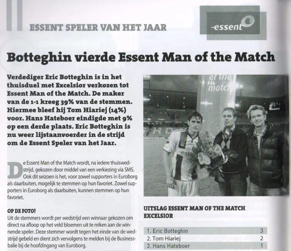 Eric Botteghin holding his Man of the Match bouquet of flowers