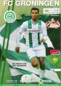 scan matchday programme (programmaboekje) 07.05.2014 | Groningen — Vitesse (NL Playoffs 2013/14) Cover Johan Kappelhof