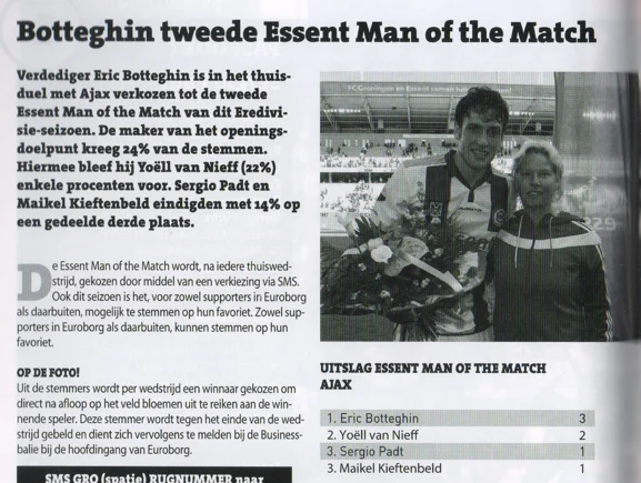 Eric Botteghin smiling and holding his Man of the Match bouquet 