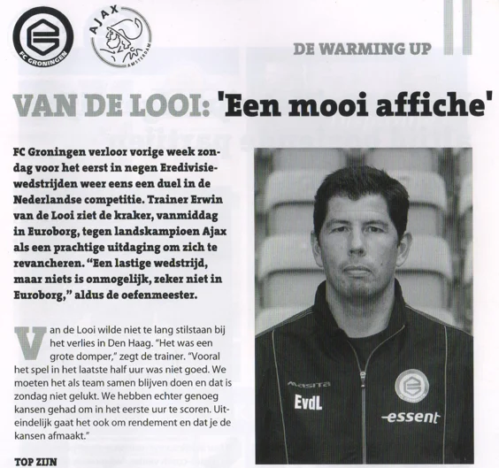 VAN DE LOOI: 'Een mooi affiche' and the portrait photo of Erwin van de Looi