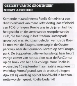 'GEZICHT VAN FC GRONINGEN' NEEMT AFSCHEID
