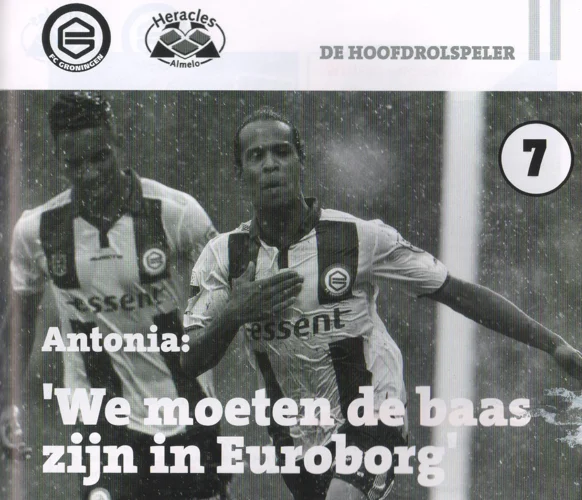 Jarchinio Antonia interview page scan from FC Groningen vs Heracles Almelo programme 2014