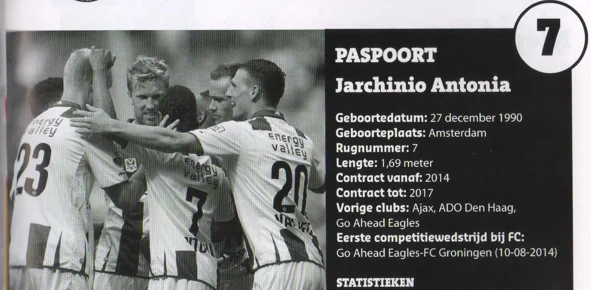 Jarchinio Antonia profile page scan from FC Groningen vs Heracles Almelo programme 2014]