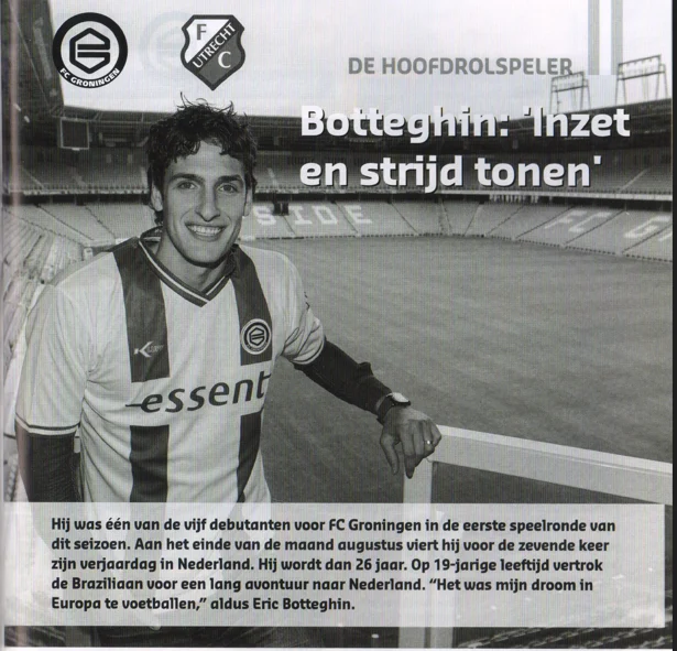 Eric Botteghin interview portrait scan from FC Groningen vs FC Utrecht programme 2013