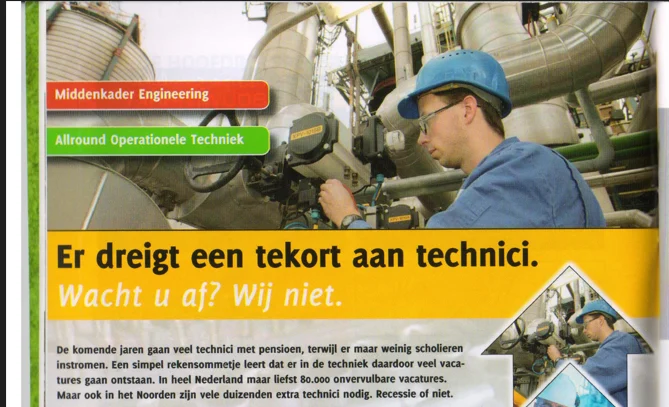 Engineering Noord technical shortage advertisement scan from FC Groningen programme 2013