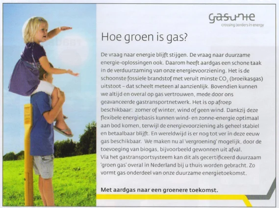 Gasunie natural gas advertorial scan from FC Groningen matchday programme 2013