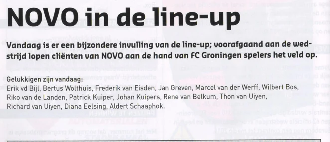 NOVO inclusive line-up announcement scan from FC Groningen programme 2013