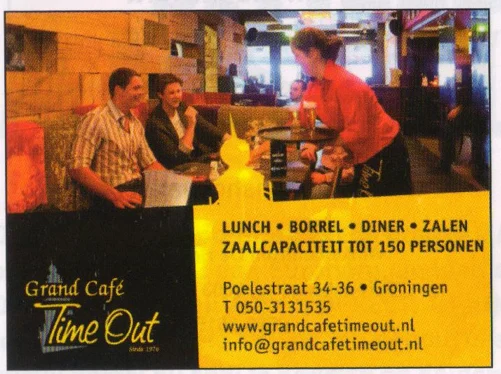 Grand Cafe Time Out Poelestraat advertisement scan from FC Groningen programme 2013