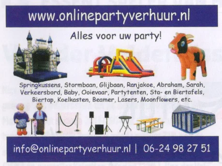 Dutch party rental advertisement featuring Ranjakoe and Abraham dolls scan from 2013 programme
