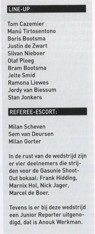 Junior Club matchday participants list scan from FC Groningen programme 2013