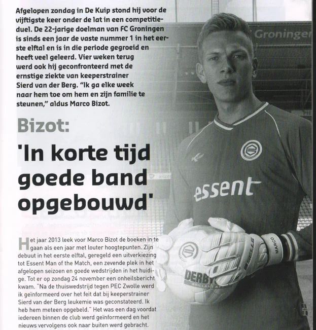 Marco Bizot interview portrait scan from FC Groningen programme 2013