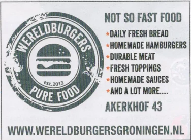 Wereldburgers gourmet burger restaurant advertisement scan from FC Groningen programme 2014