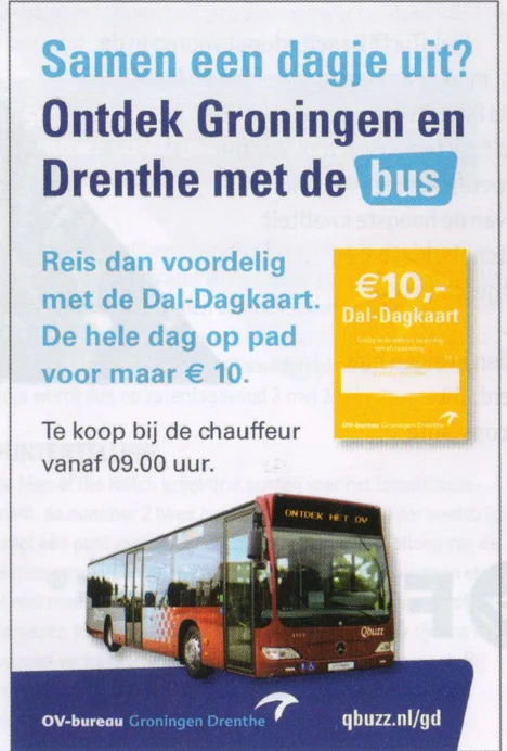 OV-bureau Groningen Drenthe bus travel advertisement scan from 2014 programme
