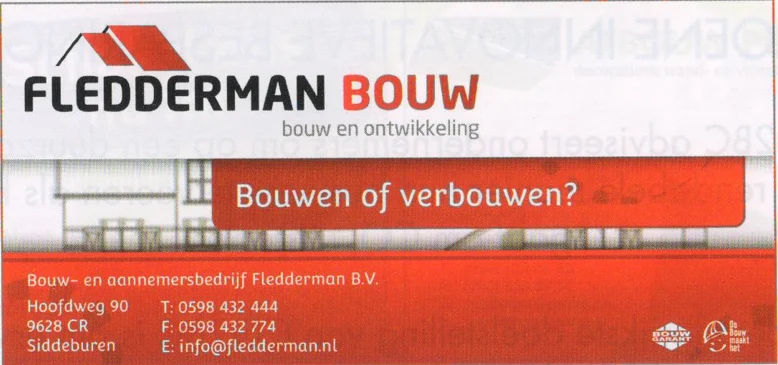 Fledderman Bouw construction advertisement scan from FC Groningen programme 2014