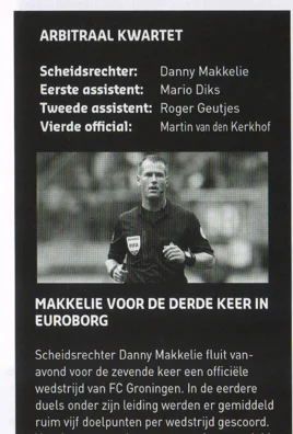 Referee Danny Makkelie profile and match officials scan from FC Groningen programme 2014