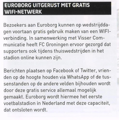 Free Wi-Fi network announcement scan from FC Groningen programme 2014