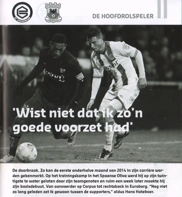 Hans Hateboer interview portrait scan from FC Groningen programme 2014