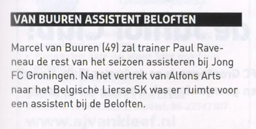 Marcel van Buuren and Alfons Arts coaching staff update news scan from 2014 programme