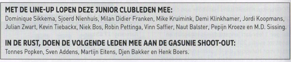 Junior Club line-up and shoot-out participants list scan from FC Groningen programme 2014