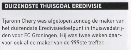 FC Groningen 1000th Eredivisie home goal confirmation scan from 2014 programme