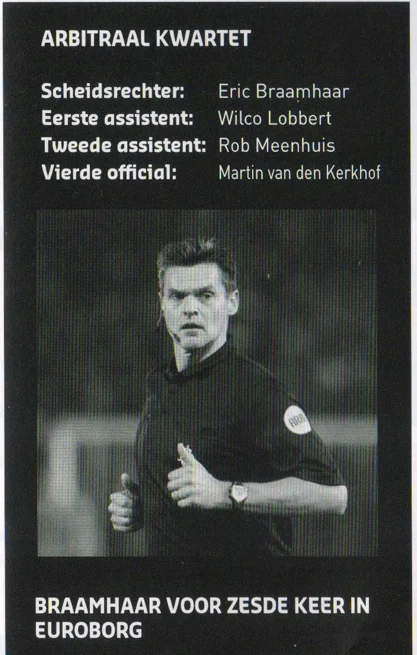 Referee Eric Braamhaar profile and match officials scan from FC Groningen programme 2014