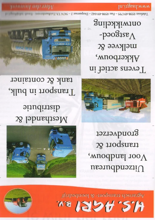 Upside down H.S. AGRI agricultural advertisement scan from FC Groningen programme 2014
