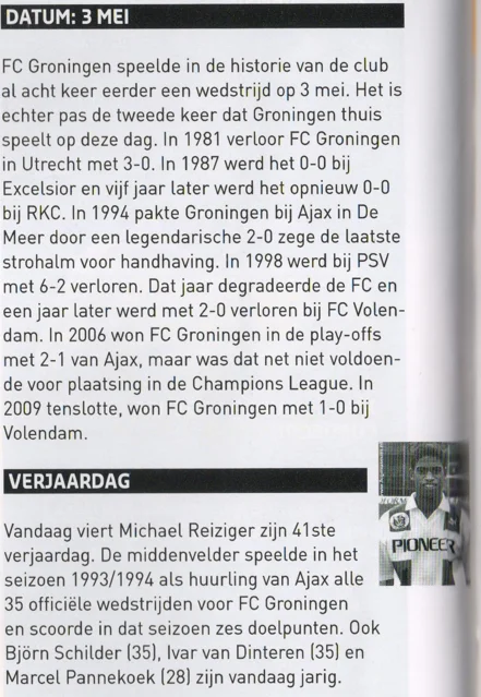 FC Groningen match facts mentioning 1994 survival and Michael Reiziger scan 2014