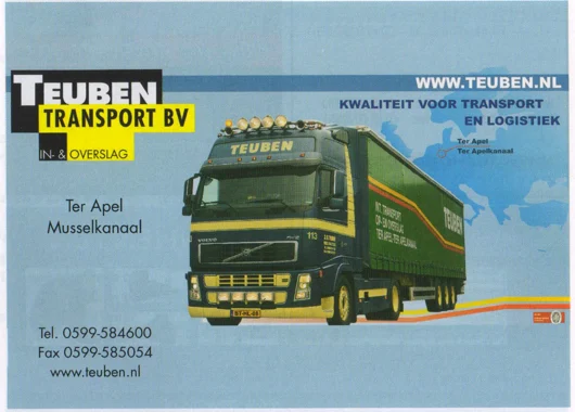 Teuben Transport logistics advertisement scan from FC Groningen programme 2014
